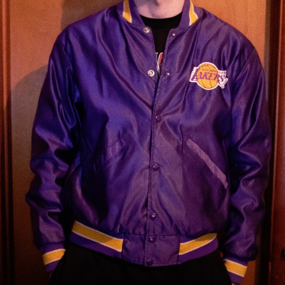 Vintage Satin Lakers Bomber Jacket